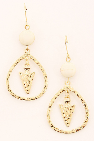 Hook Earring With Stone And Tear Drop Hoop and Arrow 6CAD6